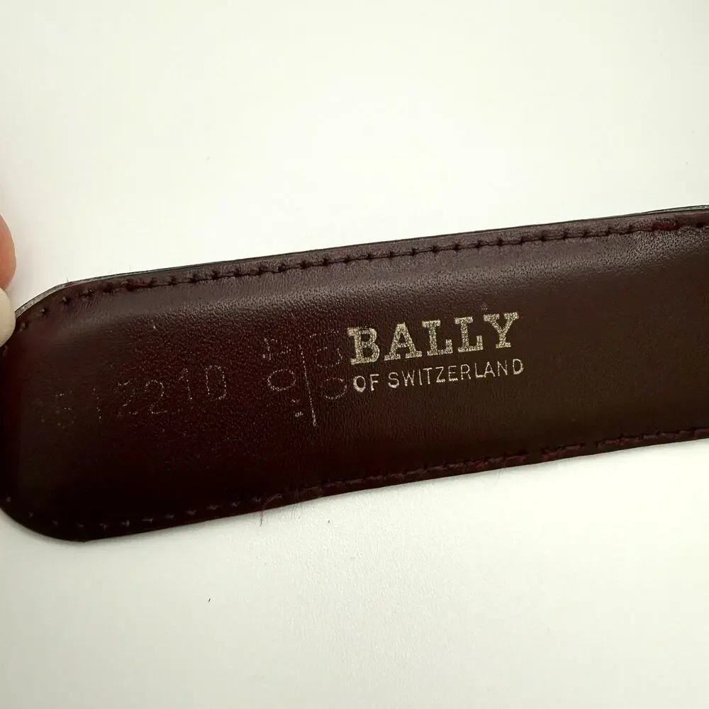 Bally Vintage Leather Belt Burgundy Black Gold Logo Buckle Upcycle DIY 40